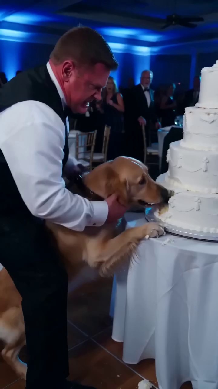 Unfold Story: T0807017_Our golden retriever Buster stood stiff as a board, barking wildly at our 3-tier wedding cake for exactly 17 minutes